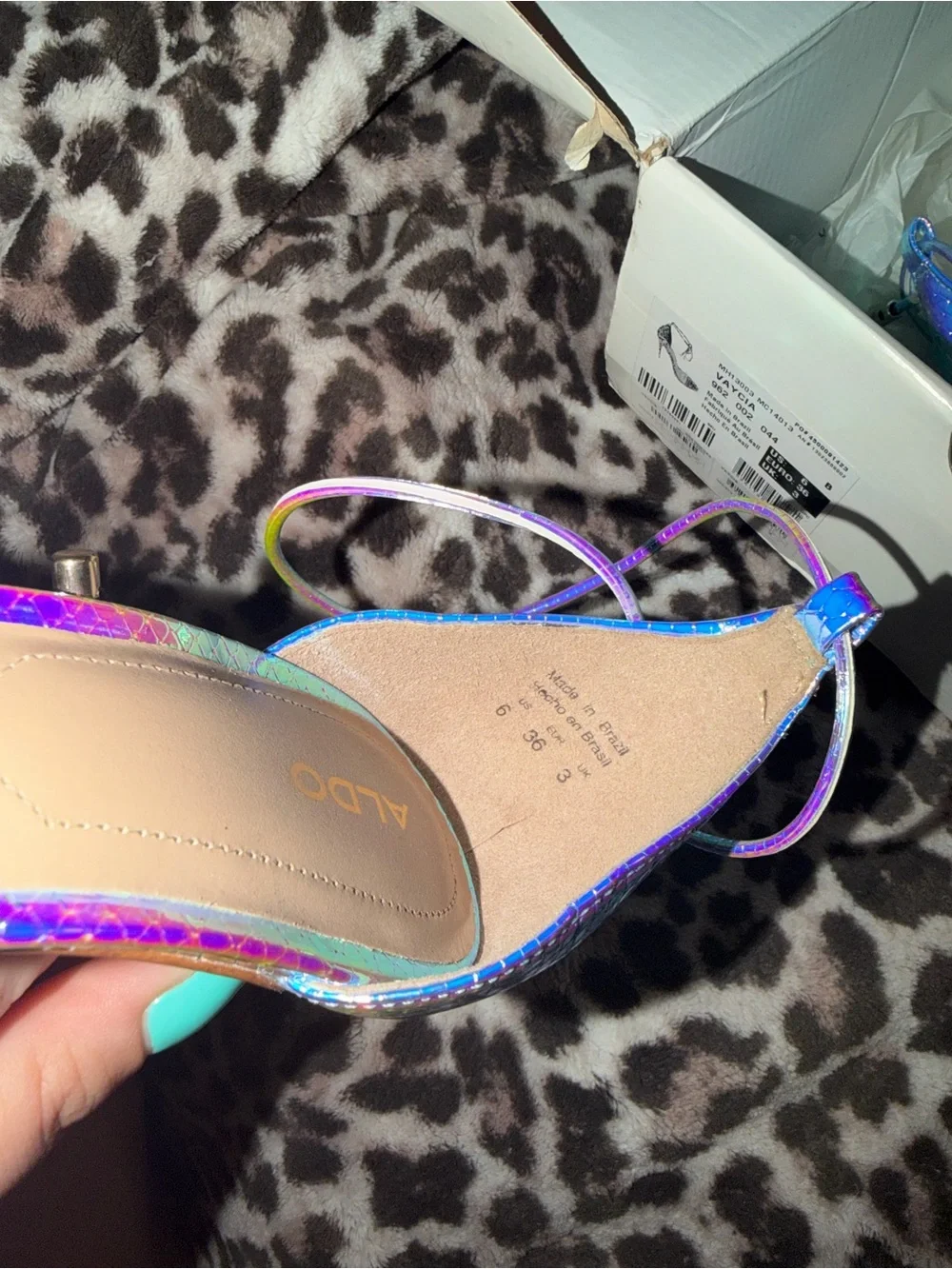 Aldo Iridescent Blue/Purple Ankle-Strap Stiletto Heels